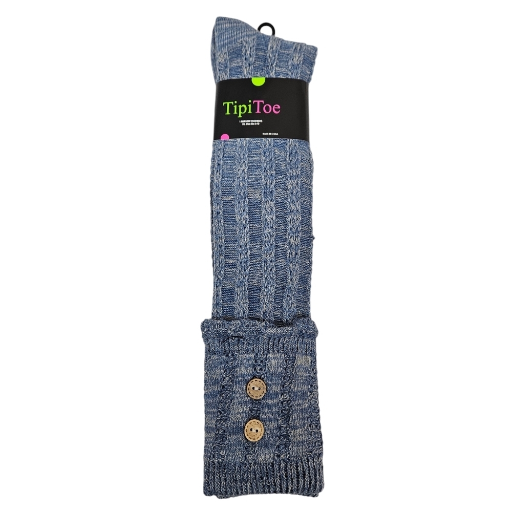 NWT Tipi Toe Marled Light Blue Cable Knit Knee High Boot‎ Socks Over Knee Socks